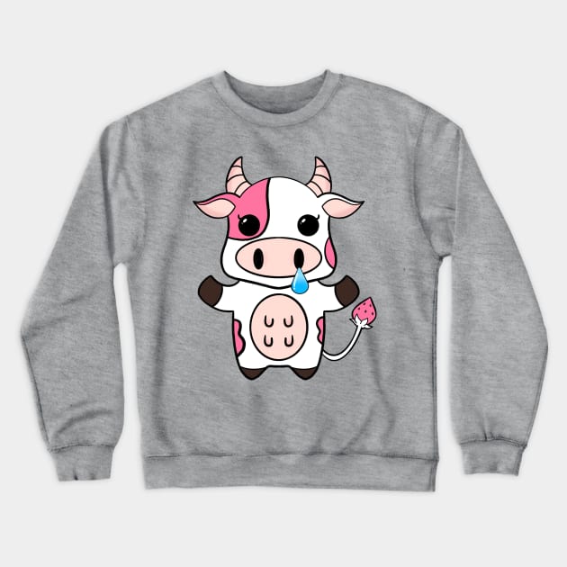 Strawberry cow cartoon design Crewneck Sweatshirt by Cuteful